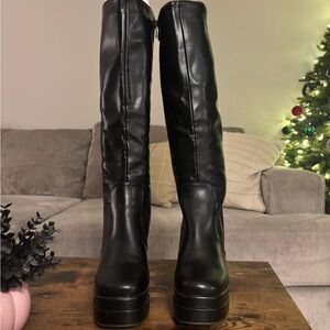 Black Knee-High Platform Boots